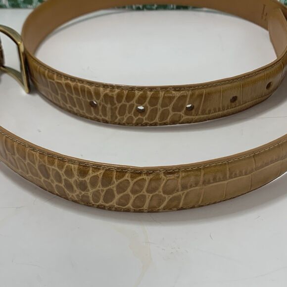 Lauren Ralph Lauren Crocodile Tan Embossed Leather Golden Buckle Size Large main image 5